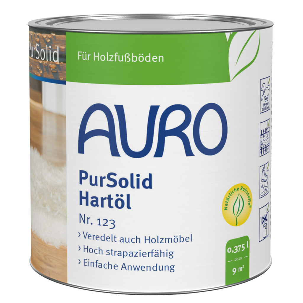 AURO PurSolid Hartöl Nr. 123 in 0,375 Liter Dose – transparentes Holzöl für Innenbereiche